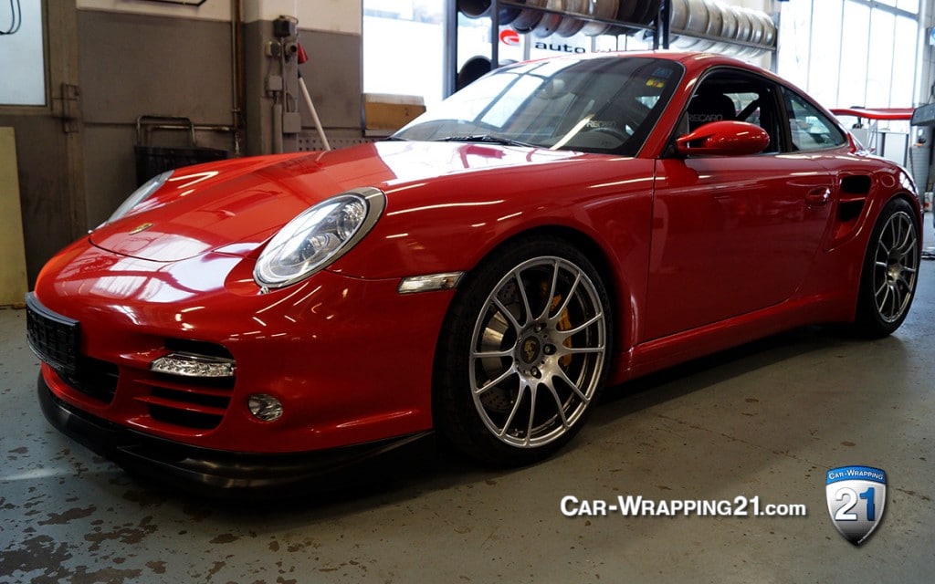 Autofolierung Porsche 997 Turbo Folie Chili Rot Red Folierung Folieren